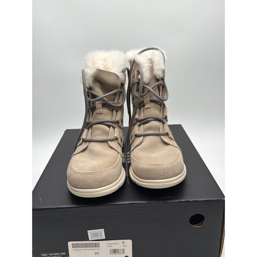 Sorel Explorer Joan Women 8 Ancient Fossil Waterproof Suede Winter Boots 1876481